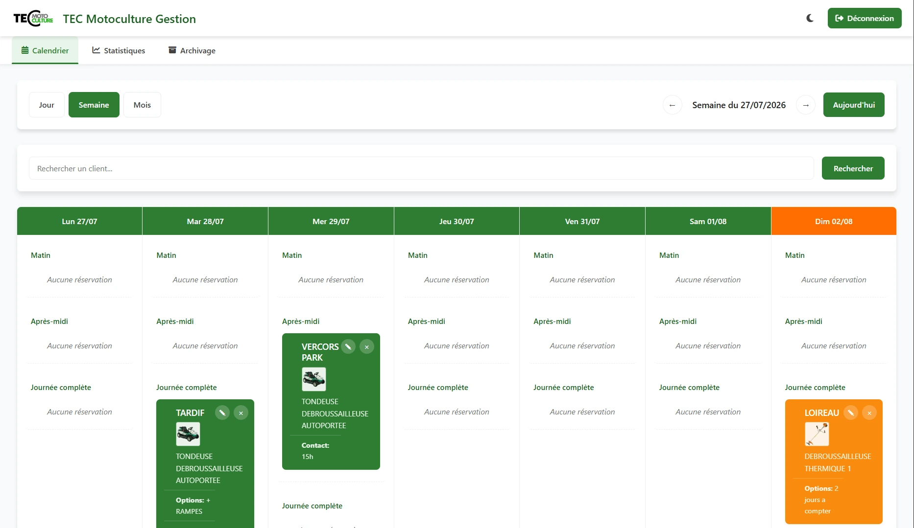 Panel Gestion Location